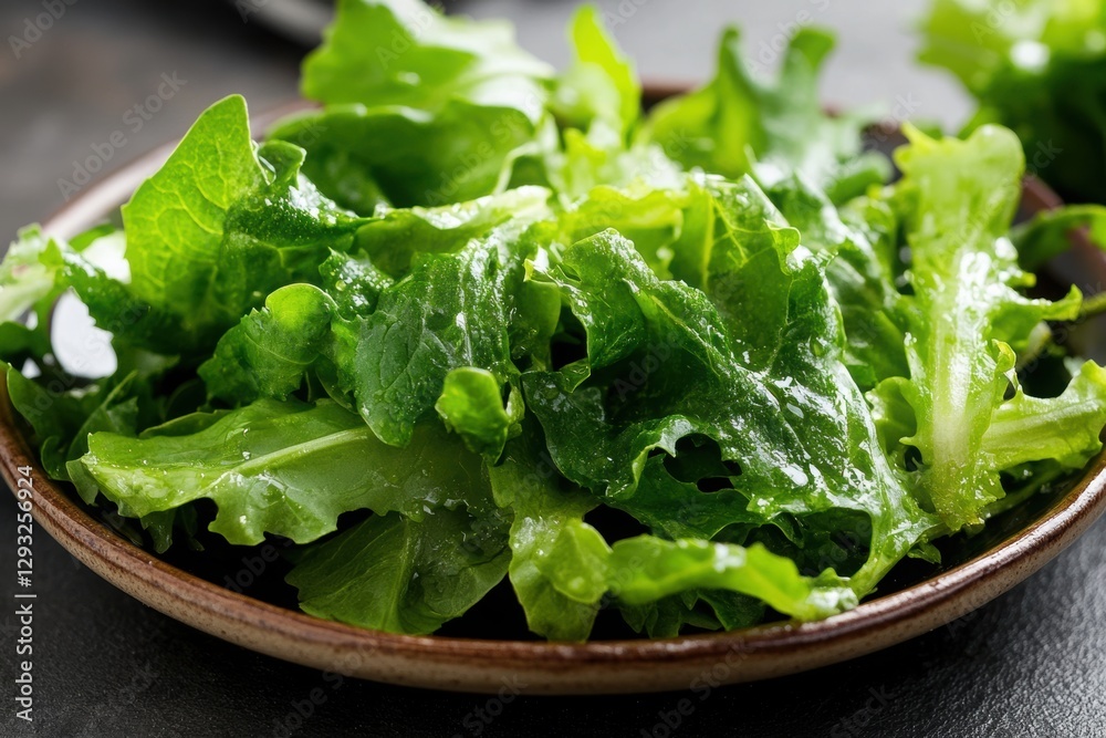 A plate of fresh salad, emphasis on greens . A plate of fresh salad, emphasis on greens .