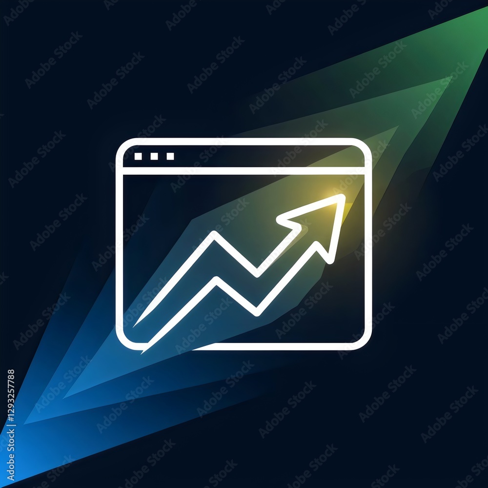 Digital image icon with glowing upward arrow – Suitable for business success, brand visibility, and content marketing. Digital image icon with glowing upward arrow – Suitable for business success, brand visibility, and content marketing.