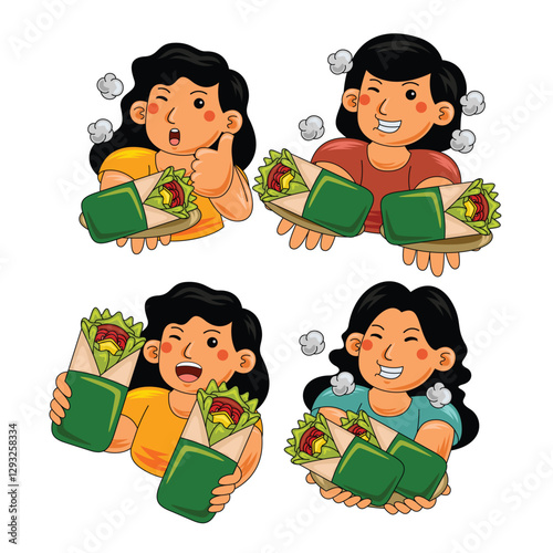 Woman eating Wrap Fast Food
