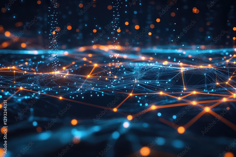 Obraz premium A modern abstract design of big data architecture, with seamless connections between nodes and data transfer pathways.