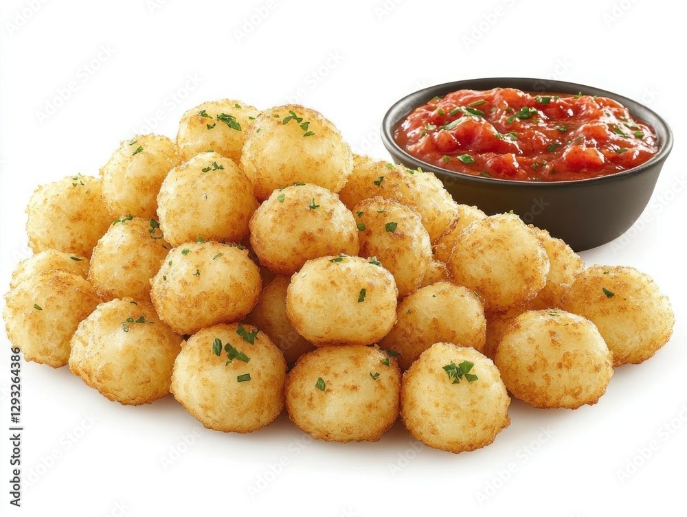 Crispy Potato Balls with Zesty Salsa Dipping Sauce Crispy Potato Balls with Zesty Salsa Dipping Sauce