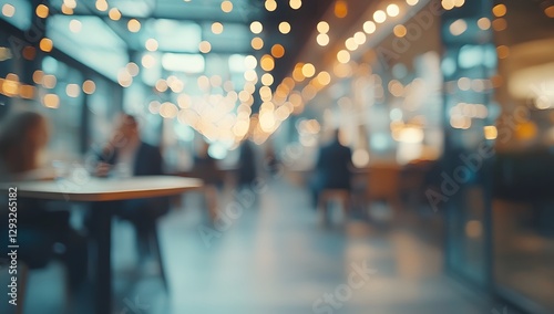 Wallpaper Mural Blurred cafe interior, people dining, warm lights Torontodigital.ca