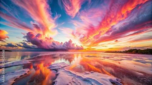 Pink Watercolor Cloud Sky Abstract Background - Drone Aerial View Granite Texture