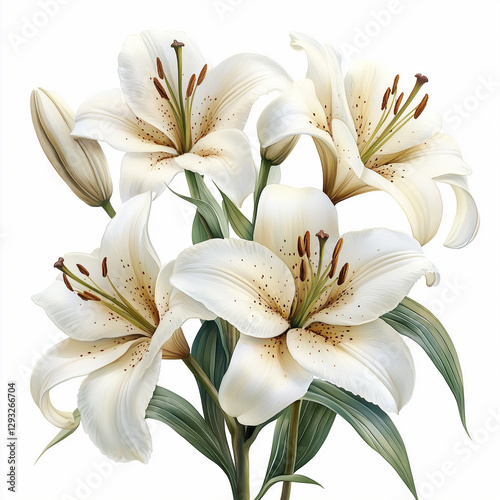 white lilies isolated on white