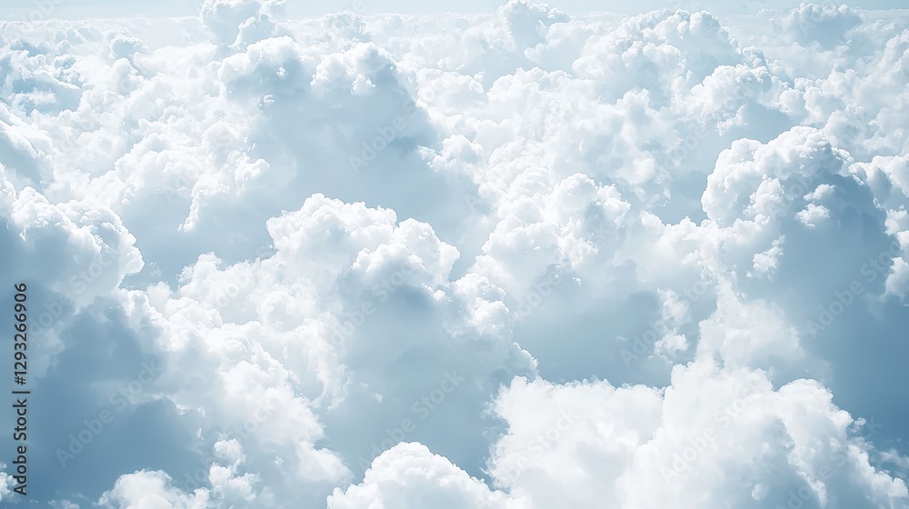 Naklejka premium Soft White Clouds in a Bright Blue Sky Overhead View Landscape