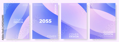 Abstract minimalist poster set. Modern vertical background collection of cover design vector template with soft color gradient for brochure, flyer, book, banner, notebook, annual report presentation.