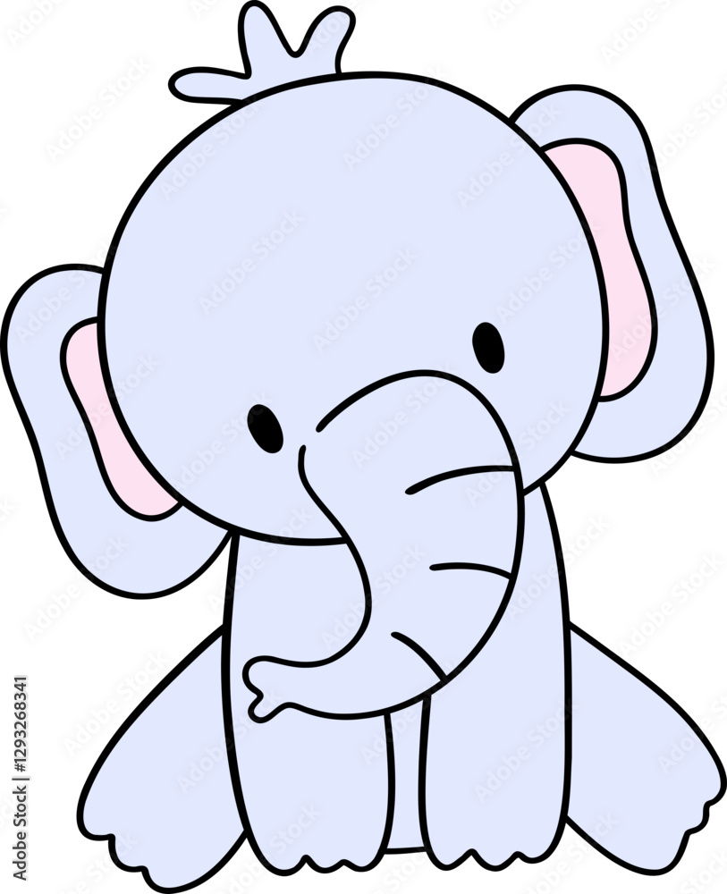 The hand-drawn elephant looks majestic and gentle The hand-drawn elephant looks majestic and gentle