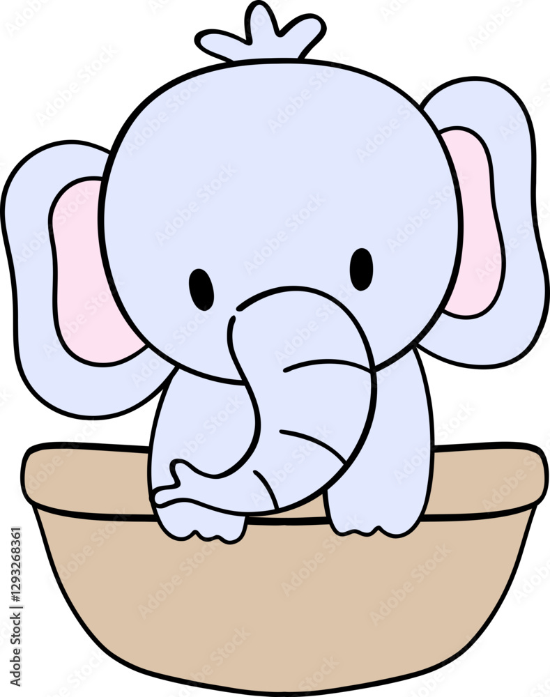 Fototapeta premium The hand-drawn elephant looks majestic and gentle