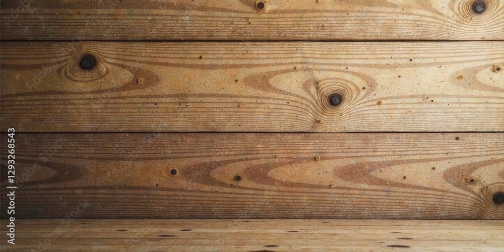 Rustic Wooden Planks Background with Horizontal Grain and Knots, Ideal for Product Displays or Textural Designs