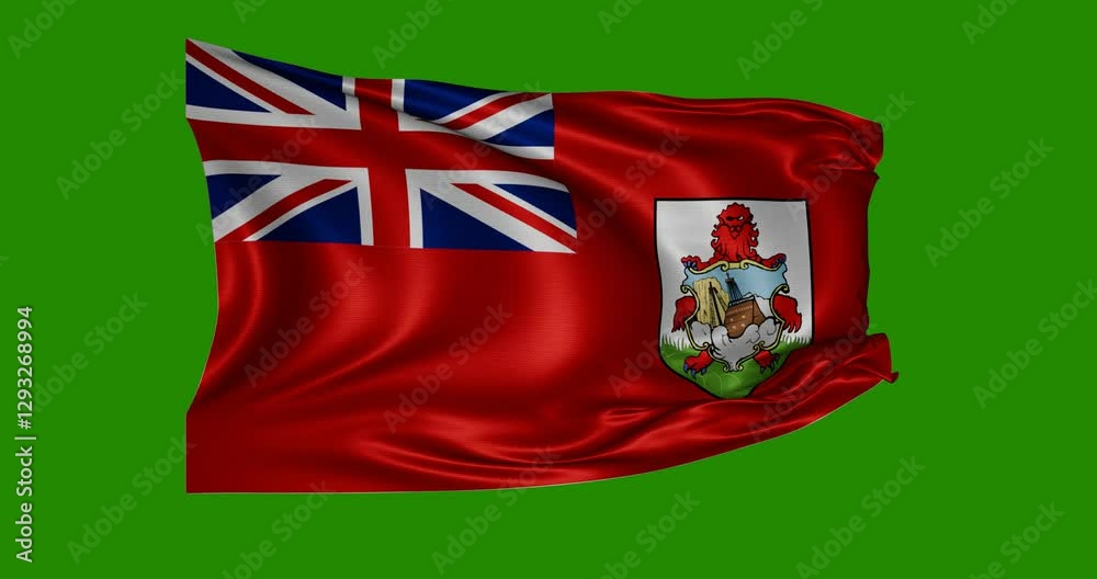 Bermuda flag animation, green background, 4k