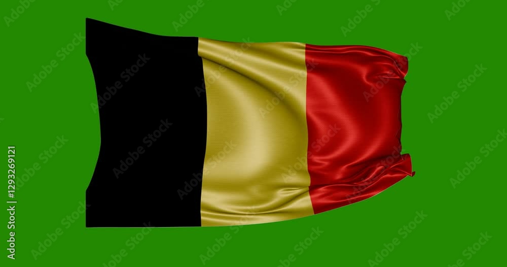 Belgium flag animation, green background, 4k