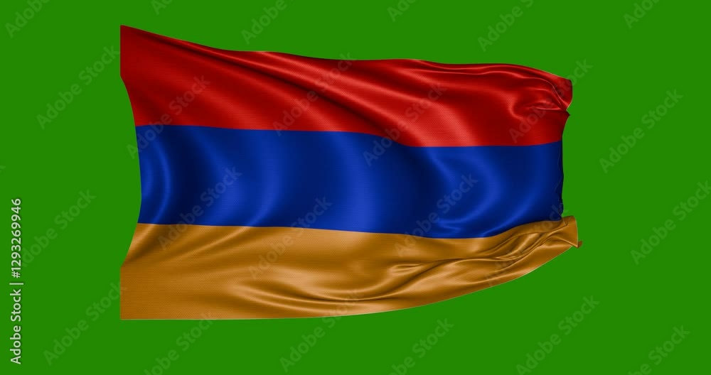 Armenia flag animation, green background, 4k