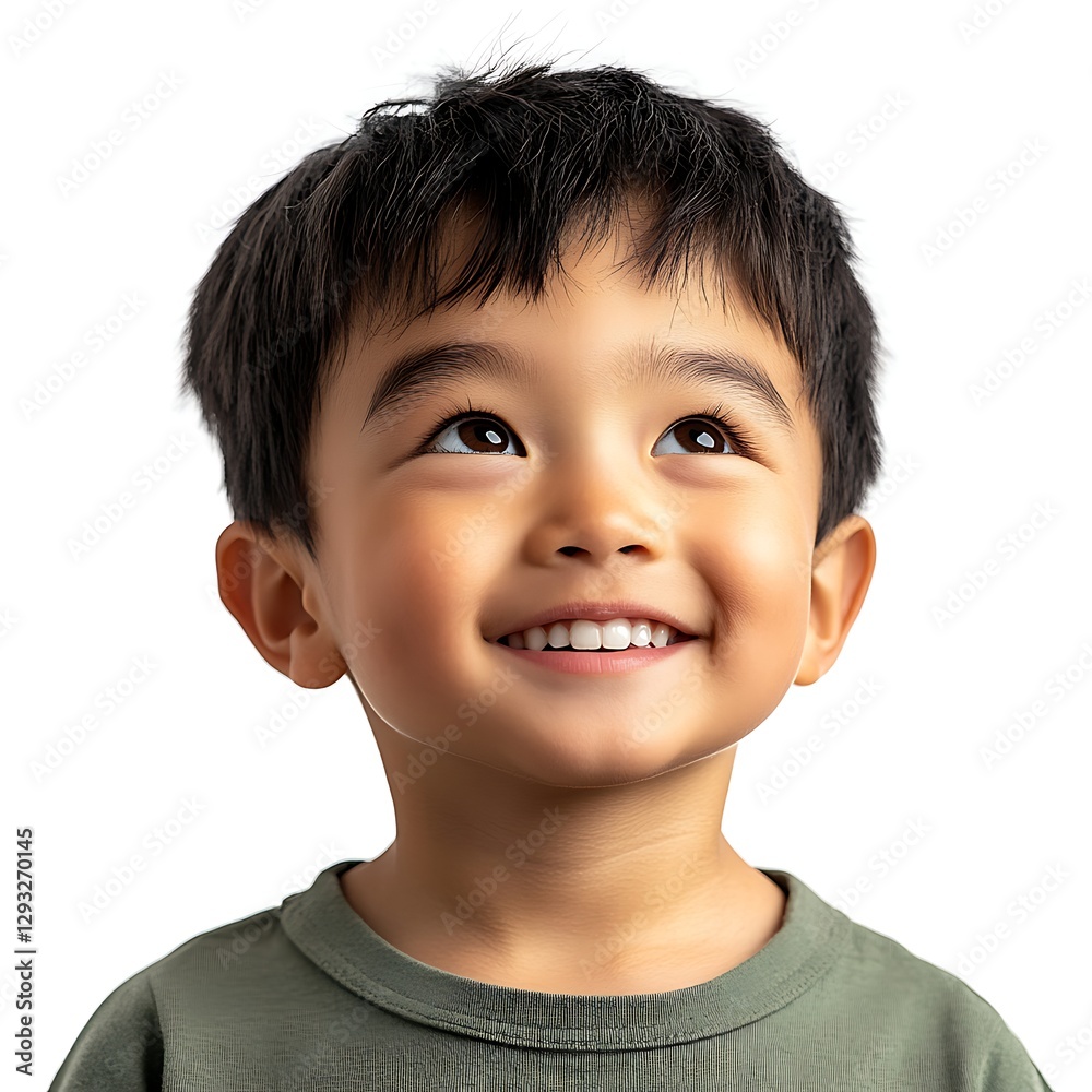 Smiling Child Looking Up, Studio Portrait Smiling Child Looking Up, Studio Portrait