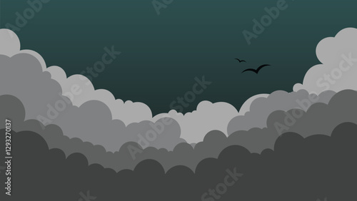 Stormy Thunderclouds and Dark Sky – Vector Illustration
