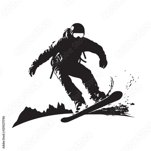 Snowboarder jumping silhouette clipart