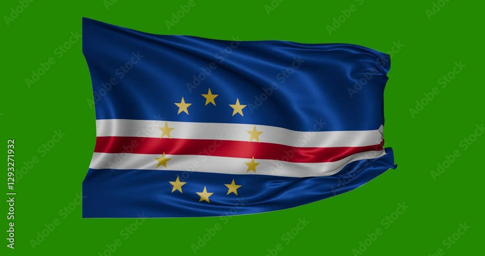 Cape Verde flag animation, green background, 4k