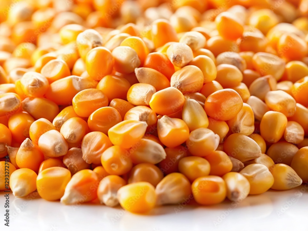 Raw Corn Kernels Isolated,  High-Resolution Stock Photo of Loose Corn Grains