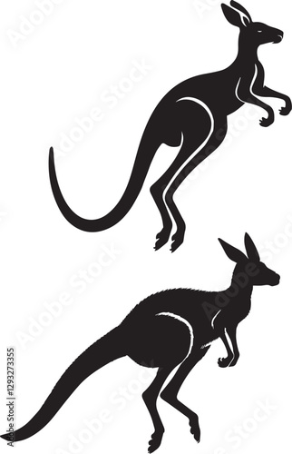silhouette of clean vector of kangaroo isolated