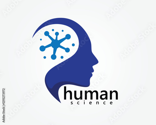 creative head with neurons behind it logo design template