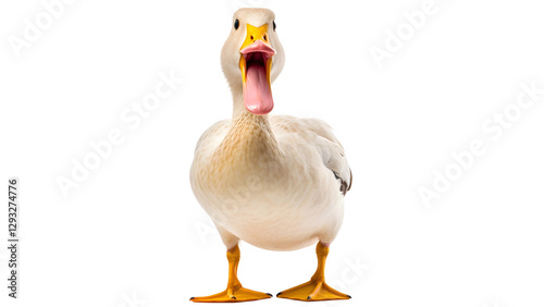 Duck with open mouth Isolated on white background