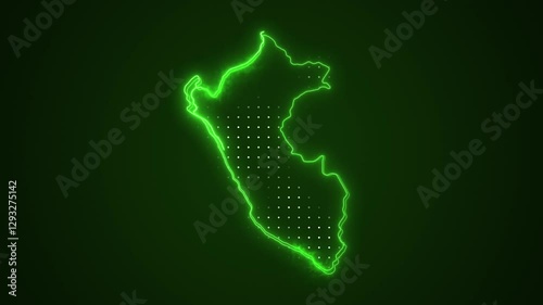 Neon Green Peru Map Borders Outline Loop Background