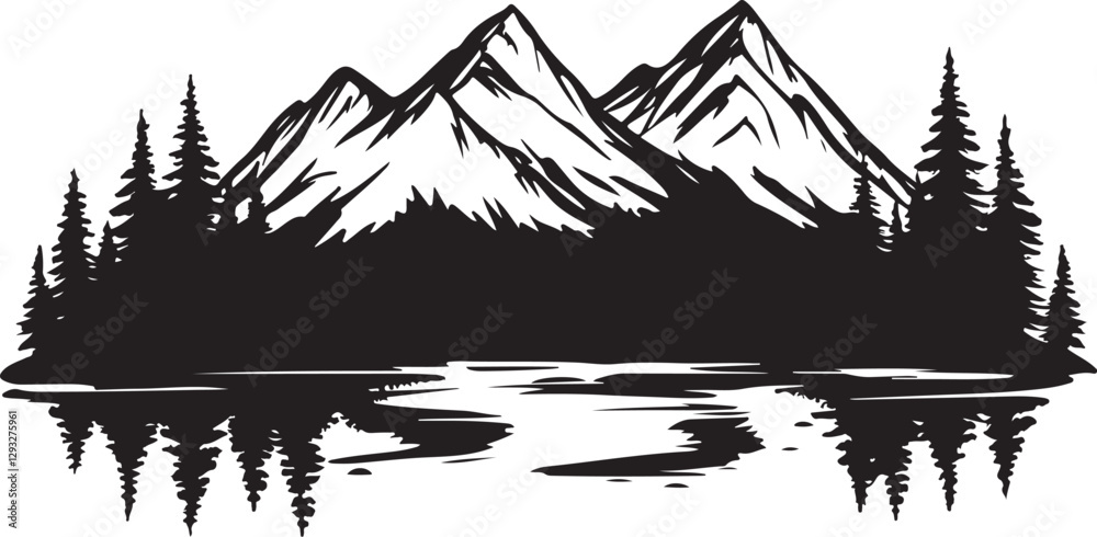 Mountain Landscape Vector Set Mountain Landscape Vector Set