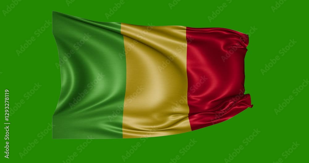 Mali flag animation, green background, 4k Mali flag animation, green background, 4k
