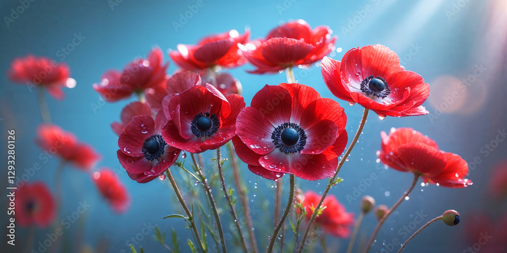 Obraz premium Close up image of anemone flower blooming in meadow