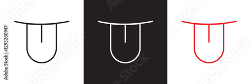 Mouth sticking tongue out icon.  Isolated on white and black background. Vector illustration. EPS 10