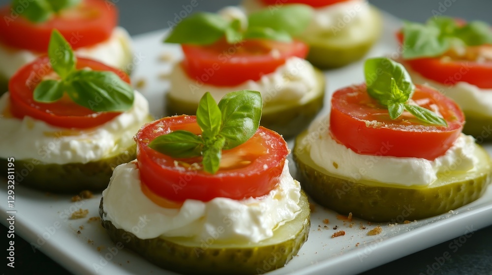 Delicate Cucumber Bites with Tomato and Basil Delicate Cucumber Bites with Tomato and Basil