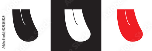 Mouth sticking tongue out icon.  Isolated on white and black background. Vector illustration. EPS 10