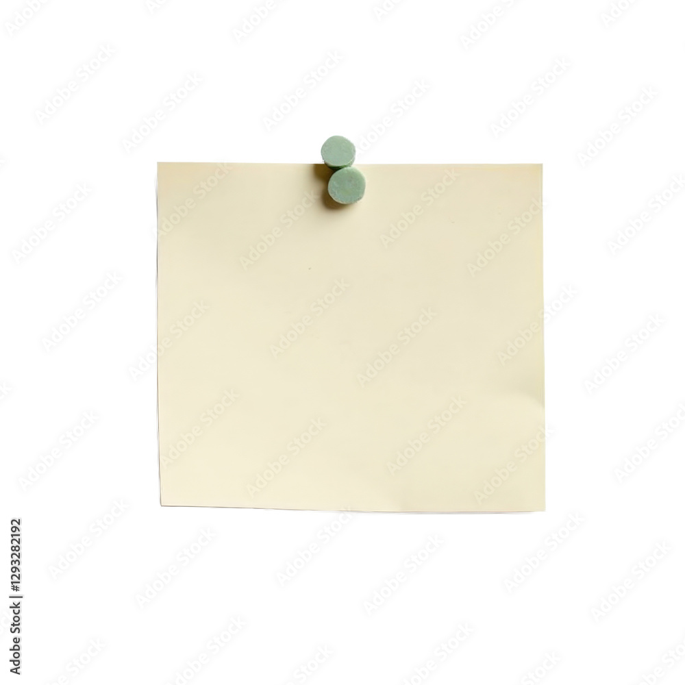 A blank, light yellow sticky note pinned to a light green pushpin on a transparent background. The note is square-shaped and appears to be ready for writing or attaching something important. A blank, light yellow sticky note pinned to a light green pushpin on a transparent background. The note is square-shaped and appears to be ready for writing or attaching something important.