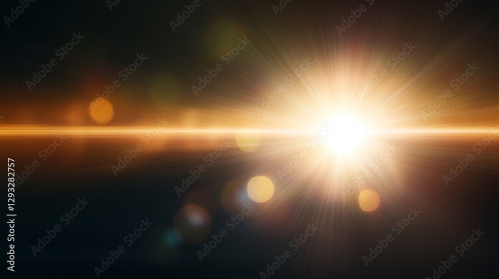 Obraz premium Bright Radiant Sunbeam Emerging from Dark Background With Glimmers