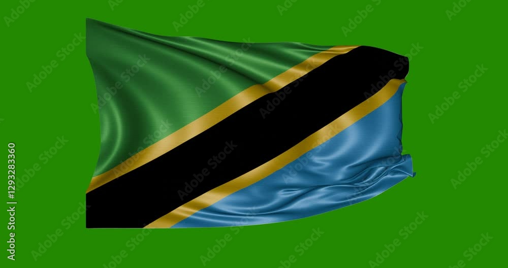 Tanzania flag animation, green background, 4k