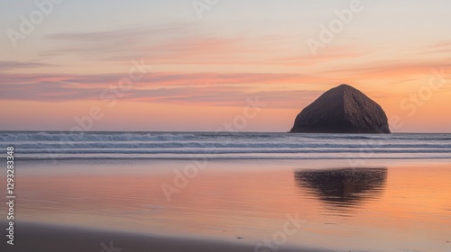 Wallpaper Mural Serene Sunset Seascape with Rock Formation Reflection Torontodigital.ca