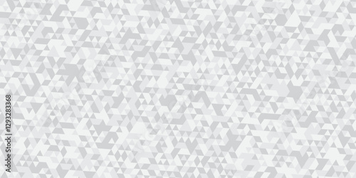Abstract geometric white and gray background seamless mosaic and low polygon triangle texture wallpaper. Triangle shape retro wall grid pattern geometric ornament tile vector square element.