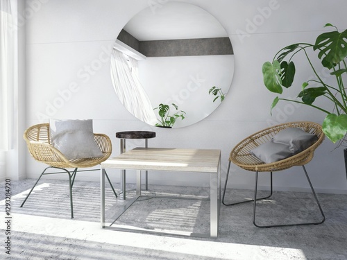 modern cafe interior table chair set