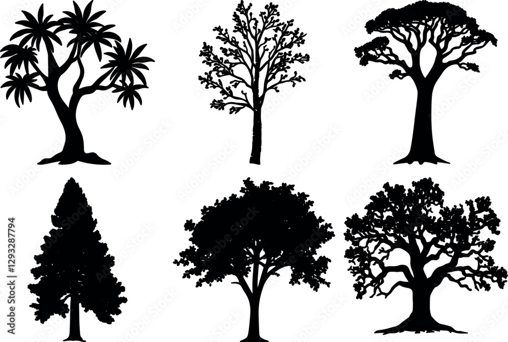 Fototapeta premium Tree bundle design silhouette vectors