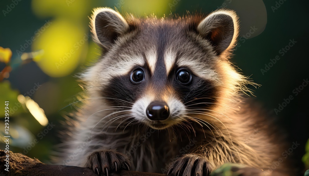 Playful Baby Raccoon Exploring a Winter Forest, Cute and Curious Creature Ambling through Snowy Pines, Capturing the Whimsical Charm of a Magical Scene. Playful Baby Raccoon Exploring a Winter Forest, Cute and Curious Creature Ambling through Snowy Pines, Capturing the Whimsical Charm of a Magical Scene.