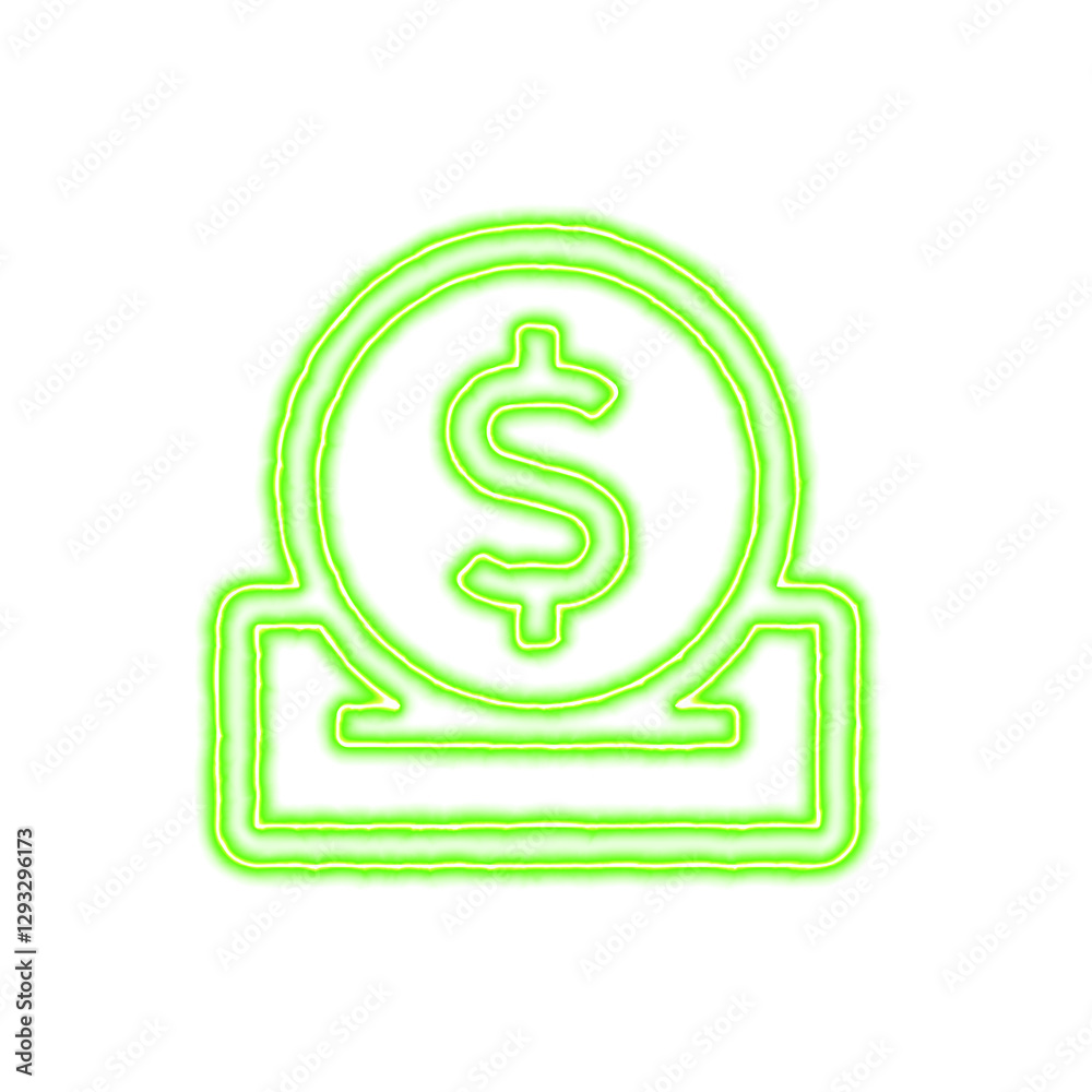 Icon donate from the flow of energy of green color. Shimmering neon Icon donate from the flow of energy of green color. Shimmering neon