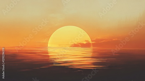 Serene Sunset Over Calm Ocean Water with Warm Golden Tones