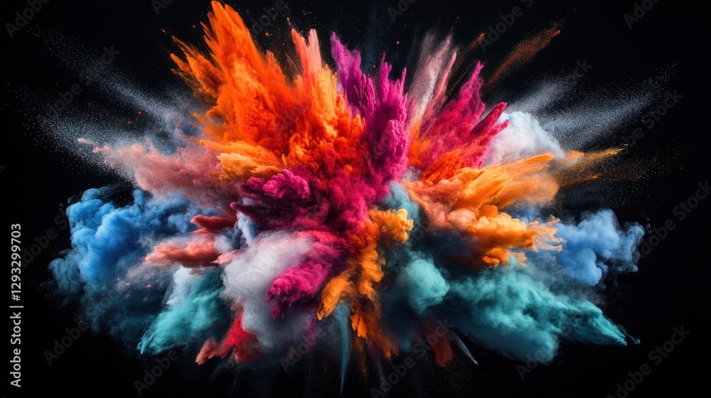Fototapeta premium Vibrant Explosion of Colorful Powder Against Dark Background