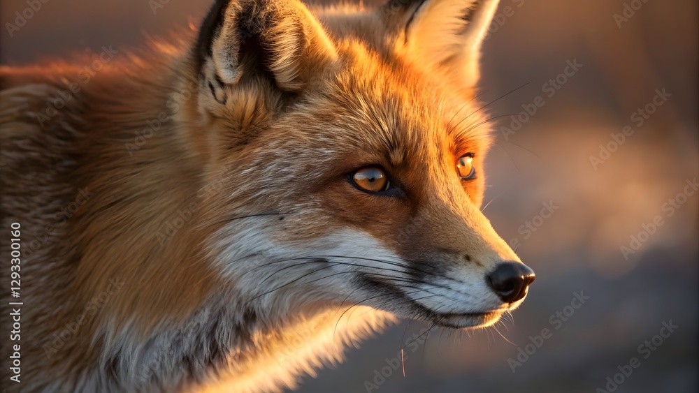 Fototapeta premium Majestic Red Fox Portrait in Golden Sunlight Wildlife Photography