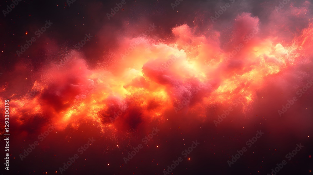 Naklejka premium Fiery Nebula in Space