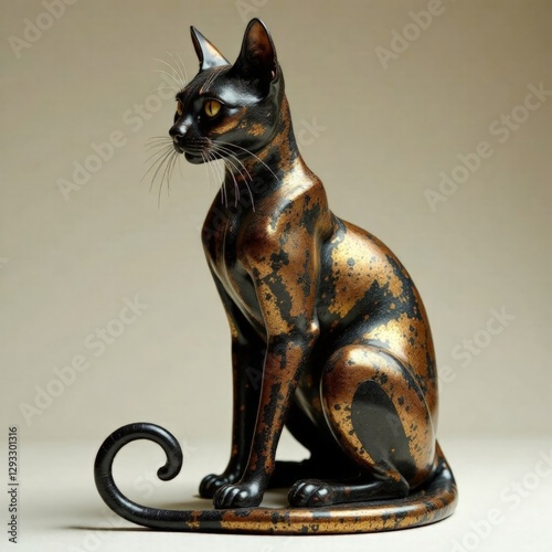 A bronze cat statuette in art deco style