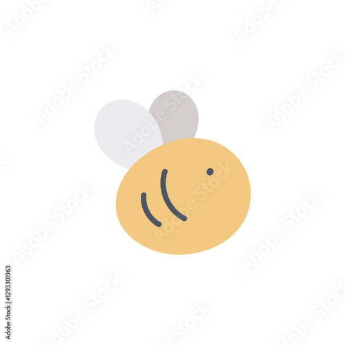 Cute bee on a white background. Vector illustration. For kids stuff, card, posters, banners, children books, printing on the pack, printing on clothes, fabric, wallpaper, textile or dishes.	