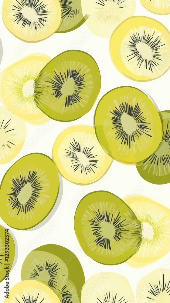 Fototapeta premium Kiwi Fruit Slices Pattern - Fresh and Vibrant Fruit Design
