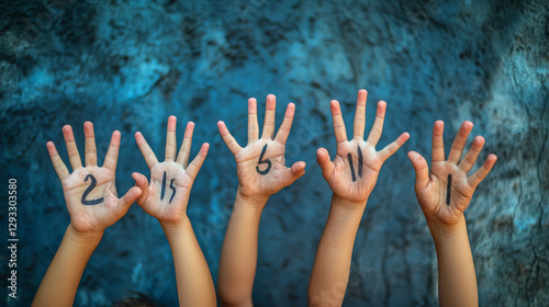 3d render, count fingers, set of hands counting from one to five. Communication, number gestures concept, One, two, three, four, five isolated Illustration on white background in. 3D Illustration