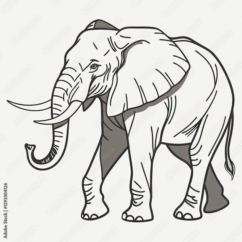 Fototapeta premium Elephant walking in silhouette against light background