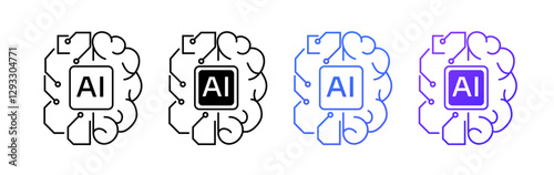 A minimalistic AI logo with a brain shaped circuit design, representing artificial intelligence, neural networks, and futuristic innovation, ideal for modern business and web applications.